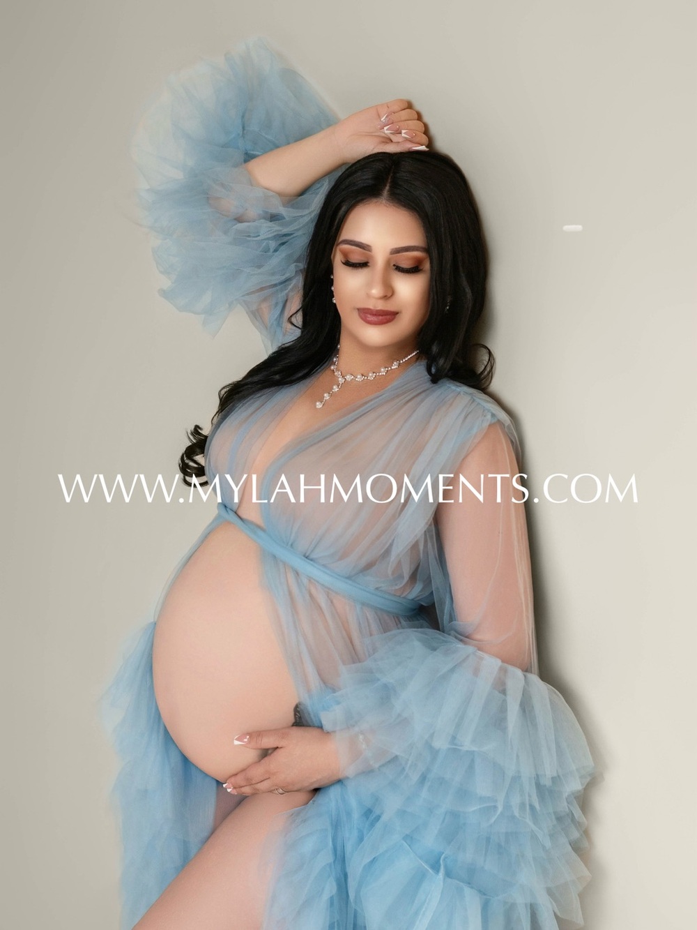 Sheer Ruffle Tulle Robe - Light Blue - Picture 2 of 2